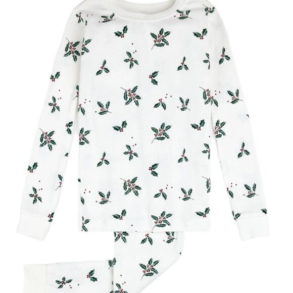 Petite Lem Nordstrom white and green Holly 2-piece pajama set NWT size 4 - Picture 1 of 7